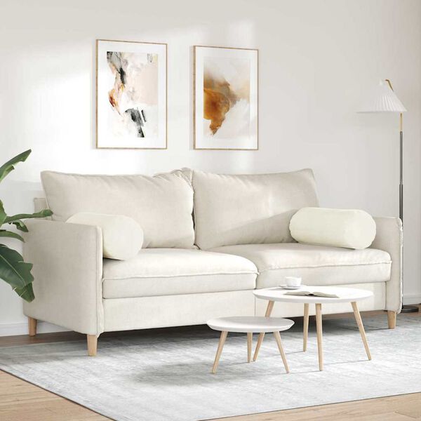 vidaXL Μαξιλάρια Στήριγμα 2 pcs Κρεμ Ø 25 x 70 cm Υφασμάτινο Κορντουρά