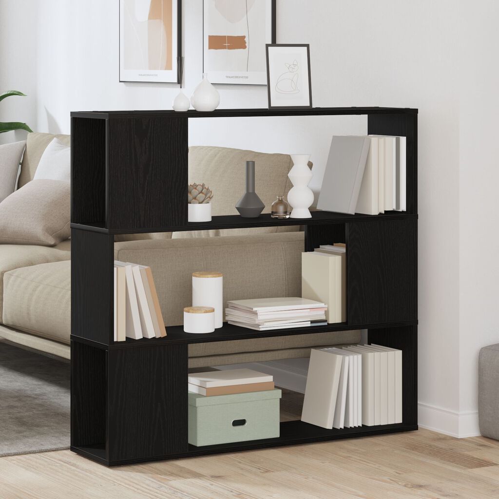 vidaXL Ράφι Βιβλίων Μαύρη Δρυς 100x24x94 εκ Επεξεργασμένο Ξύλο