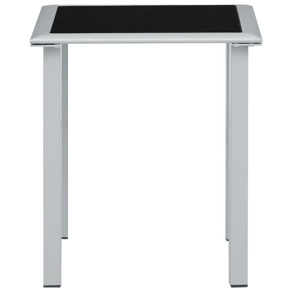 vidaXL Τραπέζι Κήπου Μαύρο/Ασημί 41x41x45 εκ. από Ατσάλι και Γυαλί