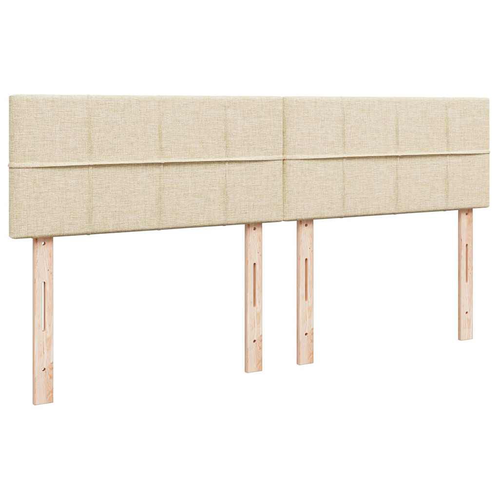 vidaXL Οθωμανικό κρεβάτι με στρώματα & LEDs Κρέμα 180x200cm ύφασμα