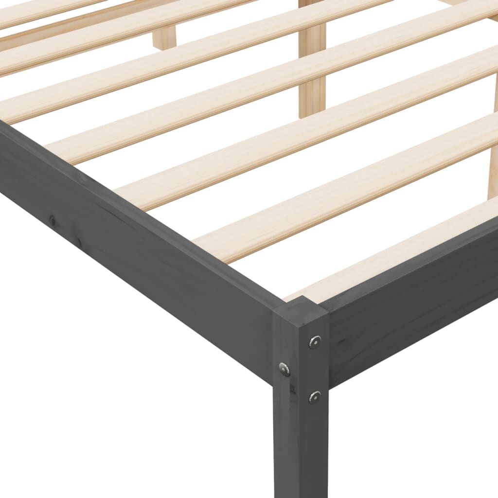 vidaXL Κρεβάτι Ηλικιωμένων Γκρι 150x200εκ. Μασίφ Ξύλο Πεύκου King Size