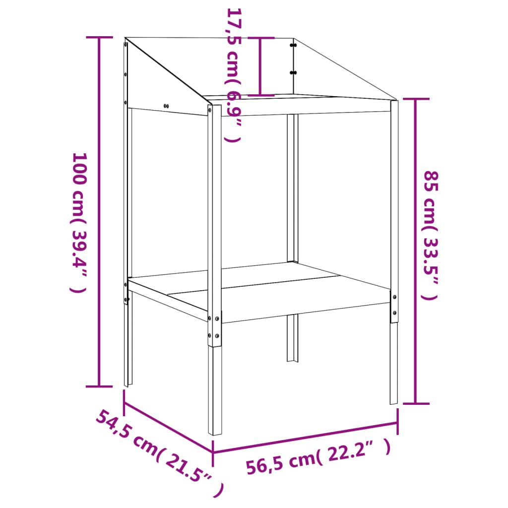vidaXL Βάση Φυτών Ανθρακί 56,5 x 54,5 x 100 εκ. από Γαλβαν. Ατσάλι