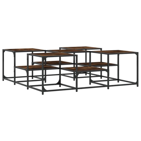 vidaXL Τραπεζάκι Σαλονιού Καπνιστή Δρυς 121x121x40εκ. Επεξεργασμ. Ξύλο
