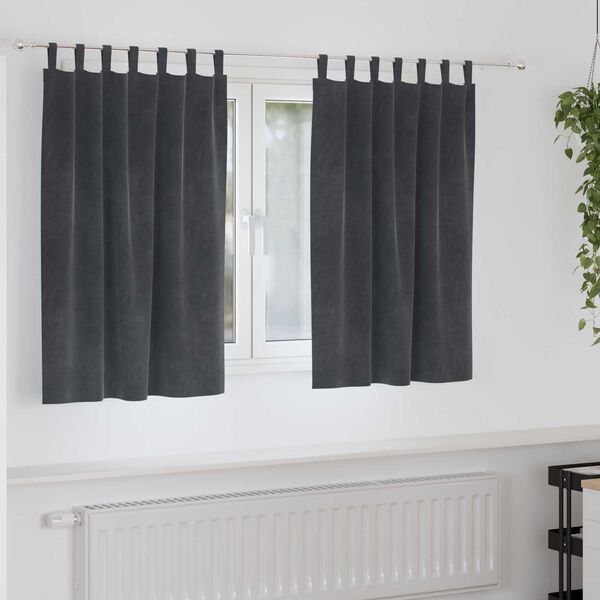 vidaXL Κουρτίνες με κουρτίνες 2 pcs Ανοιχτό γκρι 140 x 140 cm Βελούδο