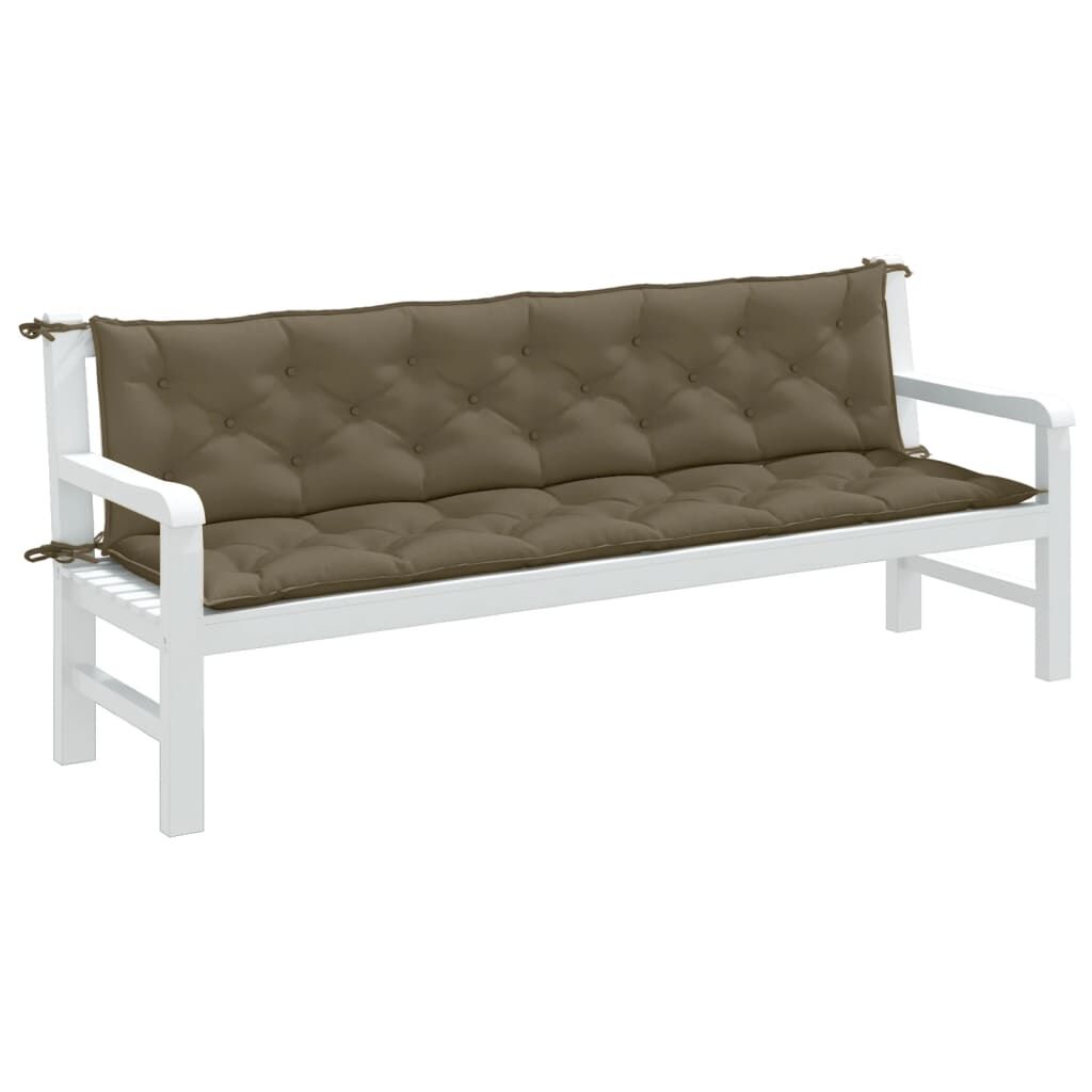 vidaXL Μαξιλάρια Πάγκου Κήπου 2 τεμ. Taupe Μελανζέ 200x50x7 εκ. Ύφ.