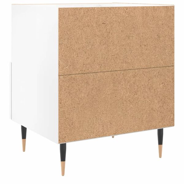 vidaXL Κομοδίνο Γυαλιστερό Λευκό 40 x 35 x 47,5 εκ. Επεξεργασμένο Ξύλο