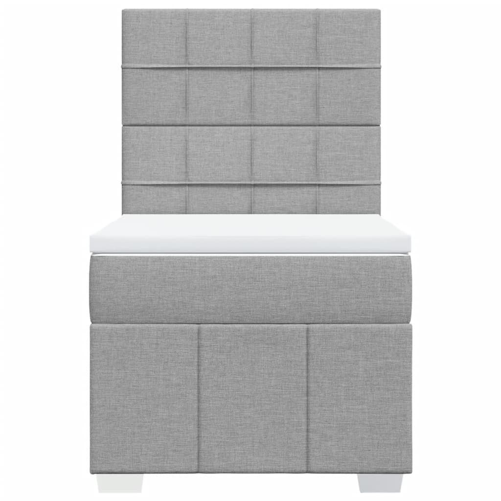 vidaXL Κρεβάτι Boxspring με Στρώμα Ανοιχτό Γκρι 90x200 εκ. Υφασμάτινο