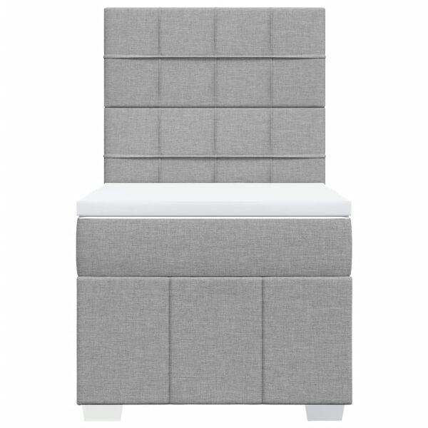 vidaXL Κρεβάτι Boxspring με Στρώμα Ανοιχτό Γκρι 90x200 εκ. Υφασμάτινο