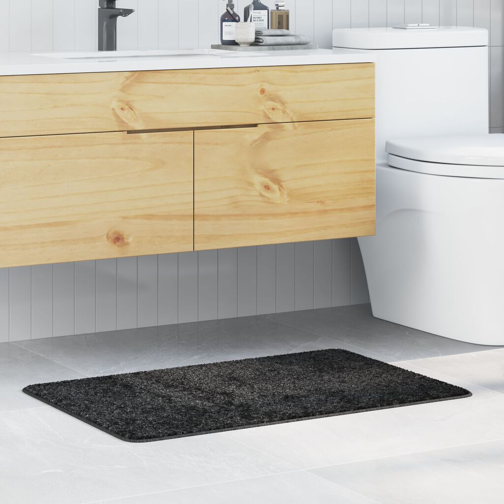 vidaXL Πατάκι Μπάνιου Ορθογώνιο Σκοτεινό Γκρι 60x90 εκ. Πολυπροπυλένιο Αντιολισθητικό