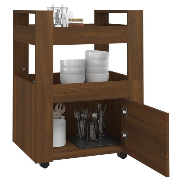 vidaXL Τρόλεϊ Κουζίνας Καφέ Δρυς 60x45x80 εκ. από Επεξεργασμένο Ξύλο