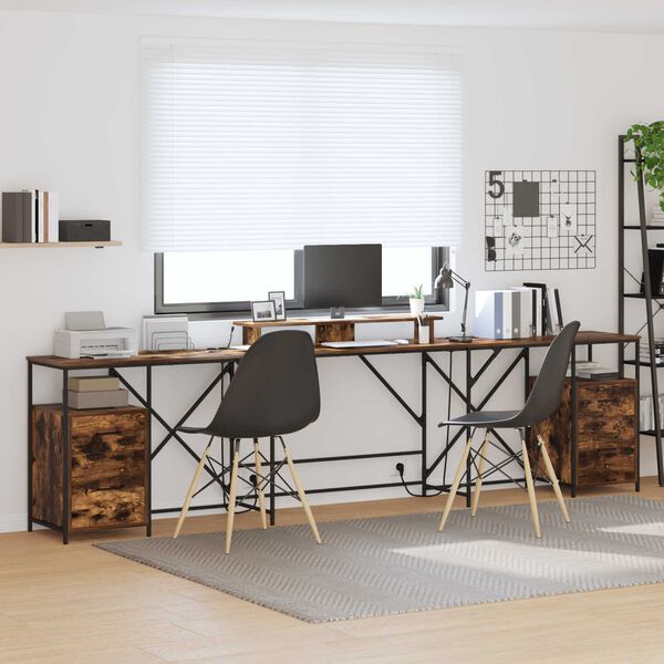 vidaXL Γραφείο Σοκολατί δρυς 182 x 101 x 87.5 εκ. Επεξεργασμένο ξύλο