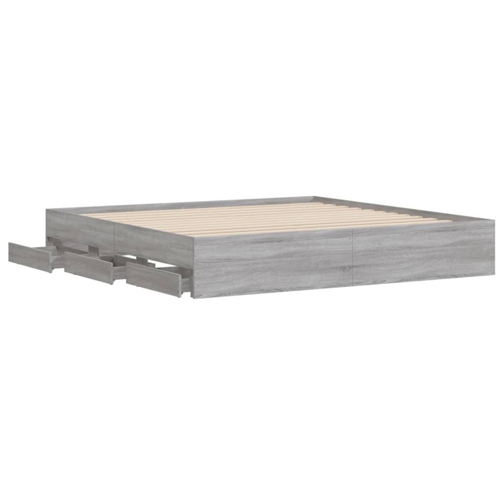 vidaXL Πλαίσιο Κρεβατιού με συρτάρια Γκρι sonoma 200x200εκ. Επεξ. Ξύλο