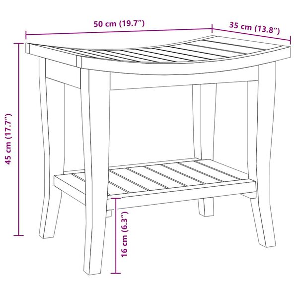 vidaXL Τραπέζι Βοηθητικό Μπάνιου 50 x 35 x 45 εκ. από Μασίφ Ξύλο Teak