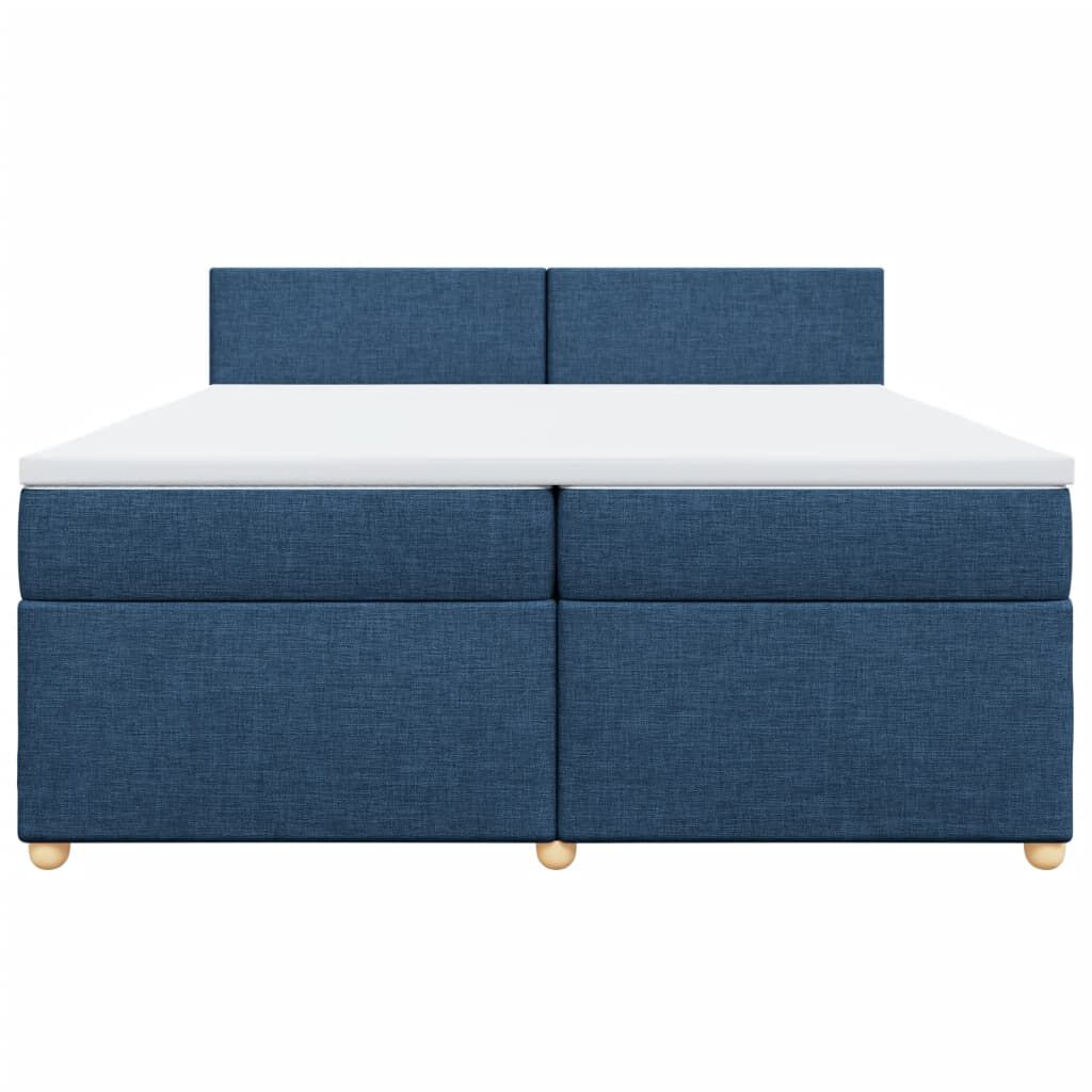 vidaXL Κρεβάτι Boxspring με Στρώμα Μπλε 200x200 εκ. Υφασμάτινο