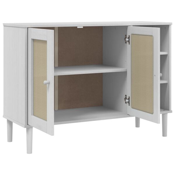 vidaXL Μπουφές SENJA Λευκό / Ρατάν 112 x 40 x 80 εκ. Μασίφ Ξύλο Πεύκου