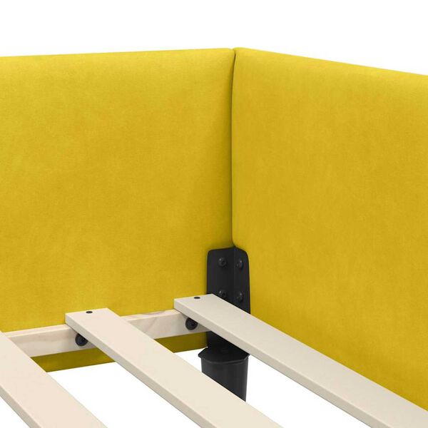vidaXL Πλαϊνό Κρεβάτι Κίτρινο 90 x 190 cm Βελούδο και Στιβαρή ξυλεία