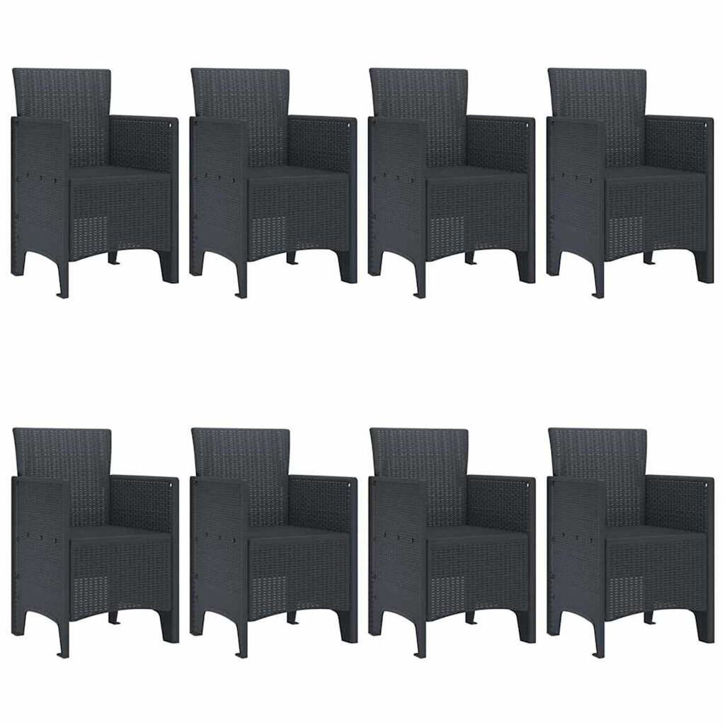 vidaXL Σέτ φαγητού για κήπο 7 pcs Ανθρακί Rattan Polt