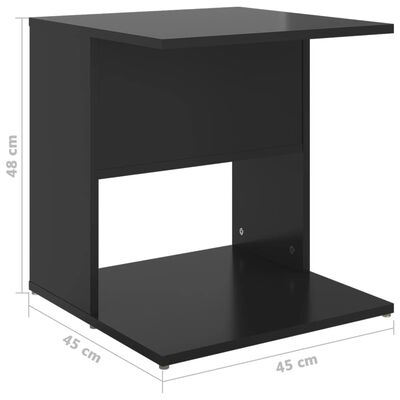 vidaXL Τραπέζι Βοηθητικό Γυαλιστερό Μαύρο 45 x 45 x 48 εκ. Μοριοσανίδα