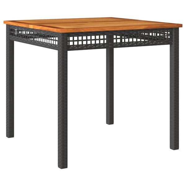 vidaXL Τραπέζι Κήπου Μαύρο 80x80x75 εκ. Συνθετικό Ρατάν & Ξύλο Ακακίας