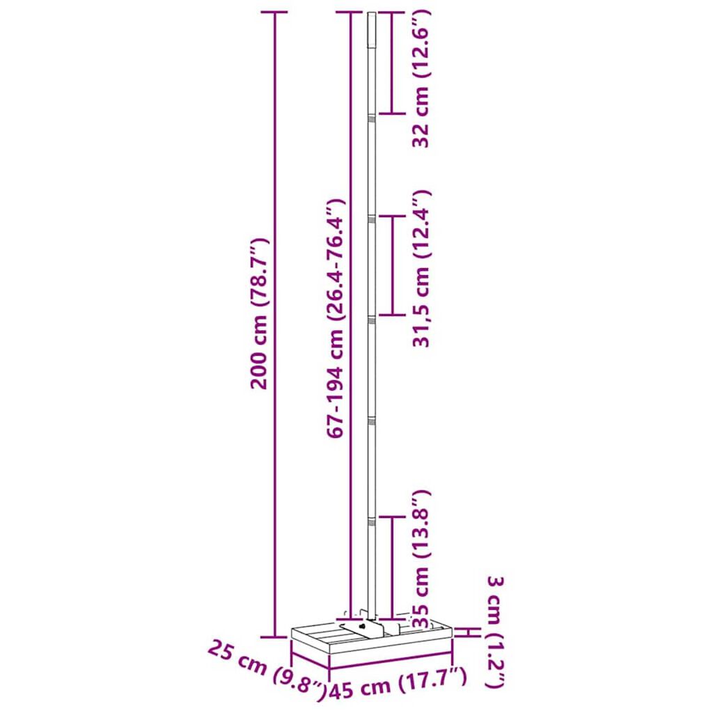 vidaXL Επίπεδος Κήπου 45 x 25 x 200 εκ.