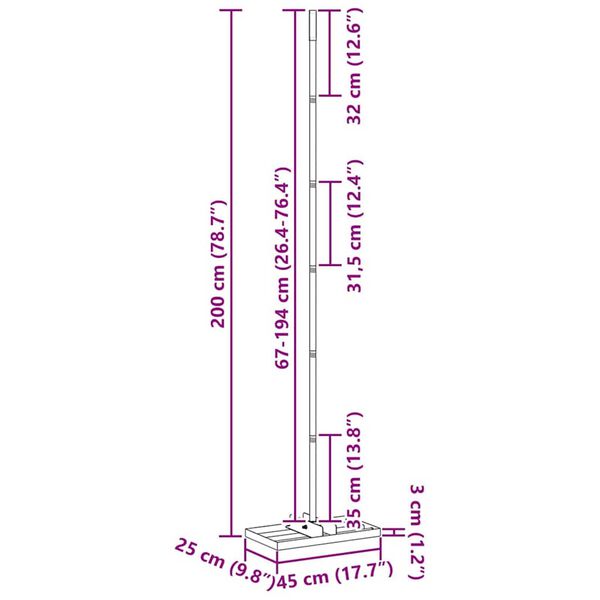 vidaXL Επίπεδος Κήπου 45 x 25 x 200 εκ.