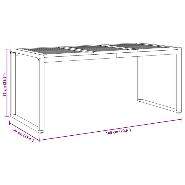 vidaXL Τραπέζι Κήπου για Φαγητό Γκρι 180 x 90 x 75 cm