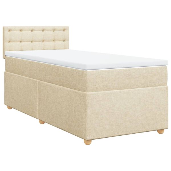 vidaXL Κρεβάτι Boxspring με Στρώμα Κρεμ 90x190 εκ.Υφασμάτινο