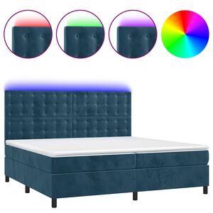 vidaXL &Kappa;&rho;&epsilon;&beta;ά&tau;&iota; Boxspring &mu;&epsilon; &Sigma;&tau;&rho;ώ&mu;&alpha; & LED &Sigma;&kappa;. &Mu;&pi;&lambda;&epsilon; 200x200&epsilon;&kappa;. &Beta;&epsilon;&lambda;&omicron;ύ&delta;&iota;&nu;&omicron;