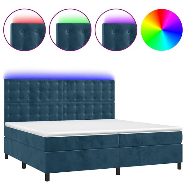 vidaXL &Kappa;&rho;&epsilon;&beta;ά&tau;&iota; Boxspring &mu;&epsilon; &Sigma;&tau;&rho;ώ&mu;&alpha; & LED &Sigma;&kappa;. &Mu;&pi;&lambda;&epsilon; 200x200&epsilon;&kappa;. &Beta;&epsilon;&lambda;&omicron;ύ&delta;&iota;&nu;&omicron;