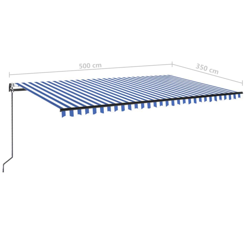 vidaXL Τέντα Συρόμενη Αυτόματη Μπλε / Λευκό 500x350 εκ.