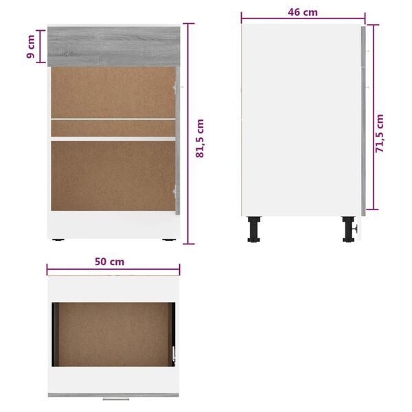 vidaXL Έπιπλο Με Συρτάρι Lyon Γκρι Sonoma 50x46x81,5 εκ. Επεξεργ. Ξύλο