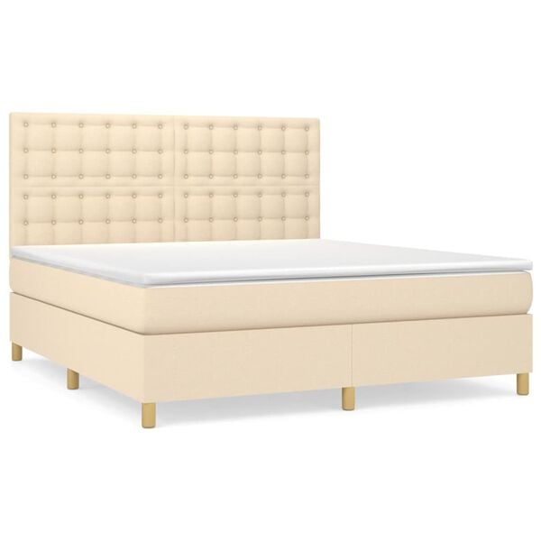 vidaXL &Kappa;&rho;&epsilon;&beta;ά&tau;&iota; Boxspring &mu;&epsilon; &Sigma;&tau;&rho;ώ&mu;&alpha; &Kappa;&rho;&epsilon;&mu; 180x200 &epsilon;&kappa;. &Upsilon;&phi;&alpha;&sigma;&mu;ά&tau;&iota;&nu;&omicron;