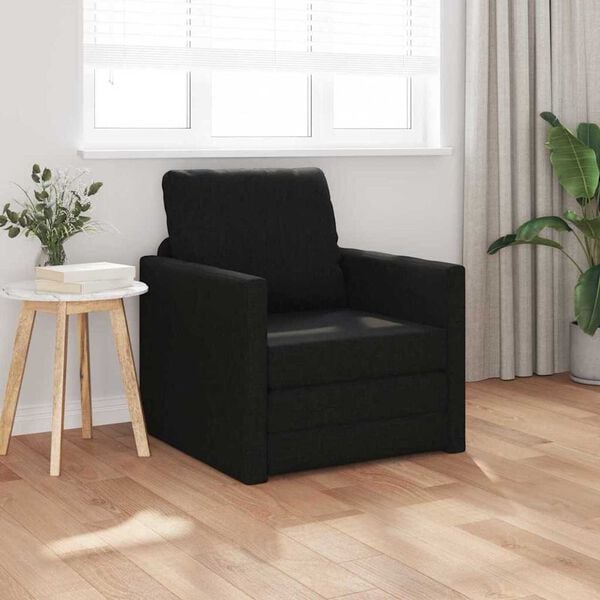 vidaXL Καναπές-Κρεβάτι Δαπέδου 2 σε 1 Μαύρος 112x174x55 εκ. Ύφασμα