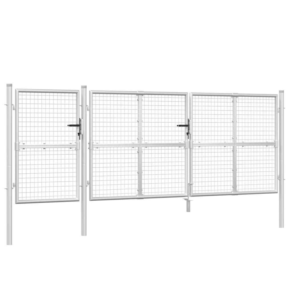 vidaXL Πόρτα Περίφραξης με Πλέγμα Ασημί 400 x 175 εκ. Γαλβαν. Χάλυβας