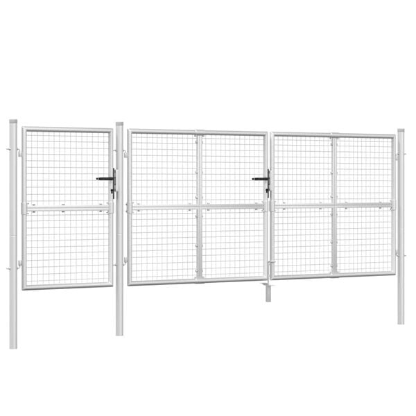 vidaXL Πόρτα Περίφραξης με Πλέγμα Ασημί 400 x 175 εκ. Γαλβαν. Χάλυβας