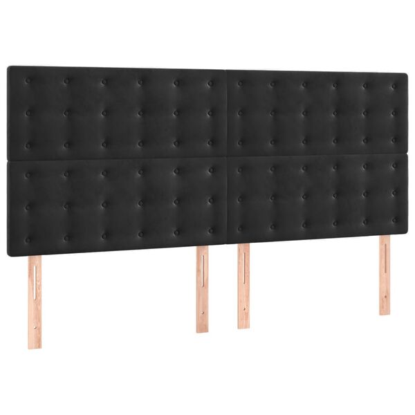 vidaXL Κεφαλάρια Κρεβατιού 4 τεμ. Μαύρα 80 x 5 x 78/88 εκ. Βελούδινο