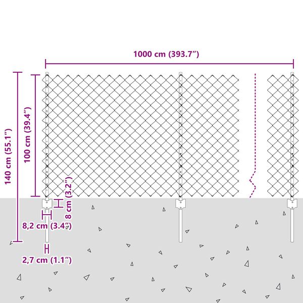 vidaXL Φράκτης Chain Link με 10 U Πόλους Πράσινος 1x10 μ Ατσάλι