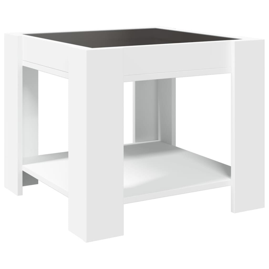 vidaXL Τραπεζάκι Σαλονιού με LED Λευκό 53x53x45 εκ. Επεξεργασμένο Ξύλο