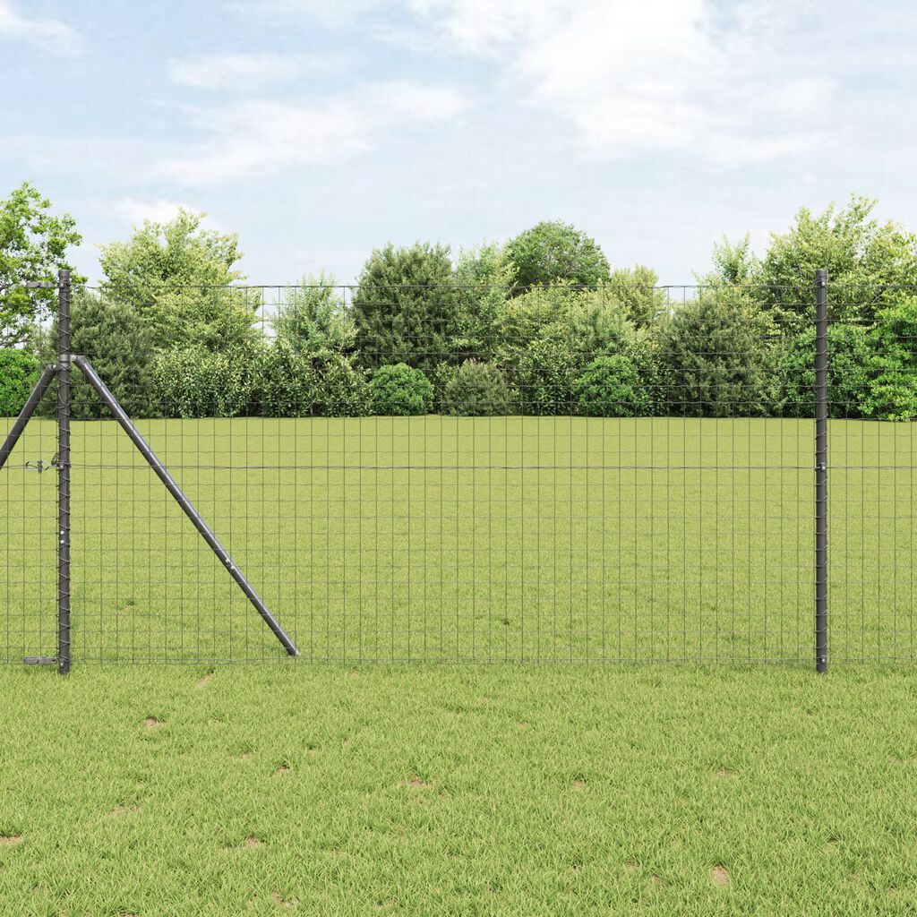 vidaXL Στήλες Φράχτη 13 τεμ Γκρι Ø32 mm 150 cm Γαλβανισμένο Ατσάλι