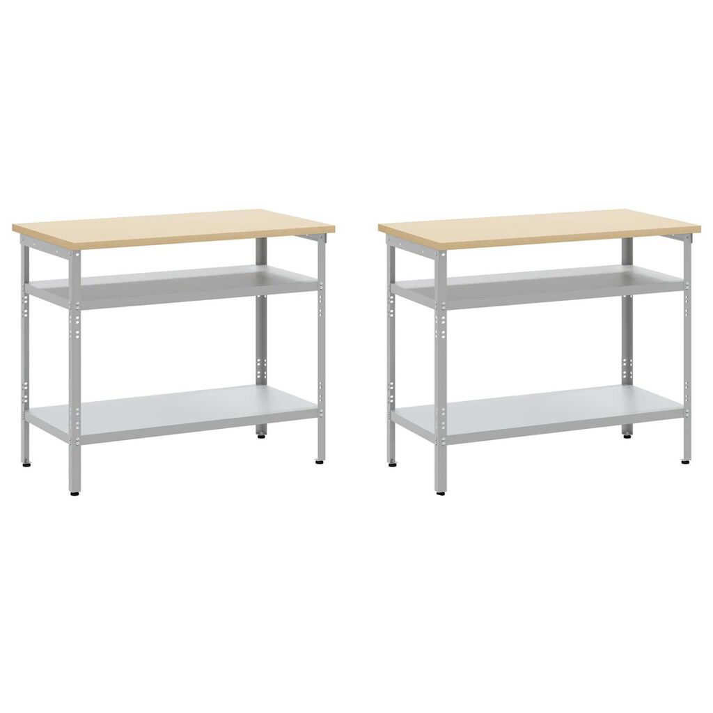 vidaXL Σετ πάγκου εργασίας με ράφι 8 pcs Γκρι 200 x 55 x 200 εκ Ατσάλι