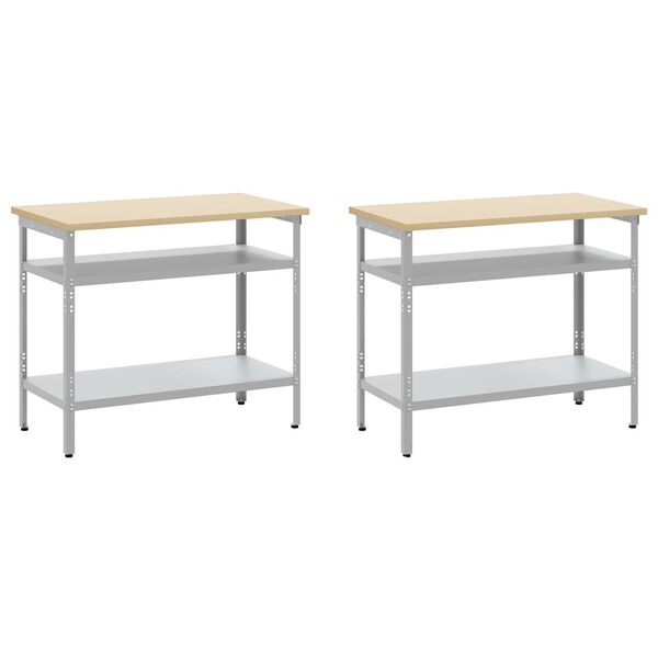 vidaXL Σετ πάγκου εργασίας με ράφι 8 pcs Γκρι 200 x 55 x 200 εκ Ατσάλι