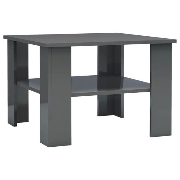 vidaXL Τραπεζάκι Σαλονιού Γυαλιστερό Γκρι 60x60x42 εκ. Μοριοσανίδα