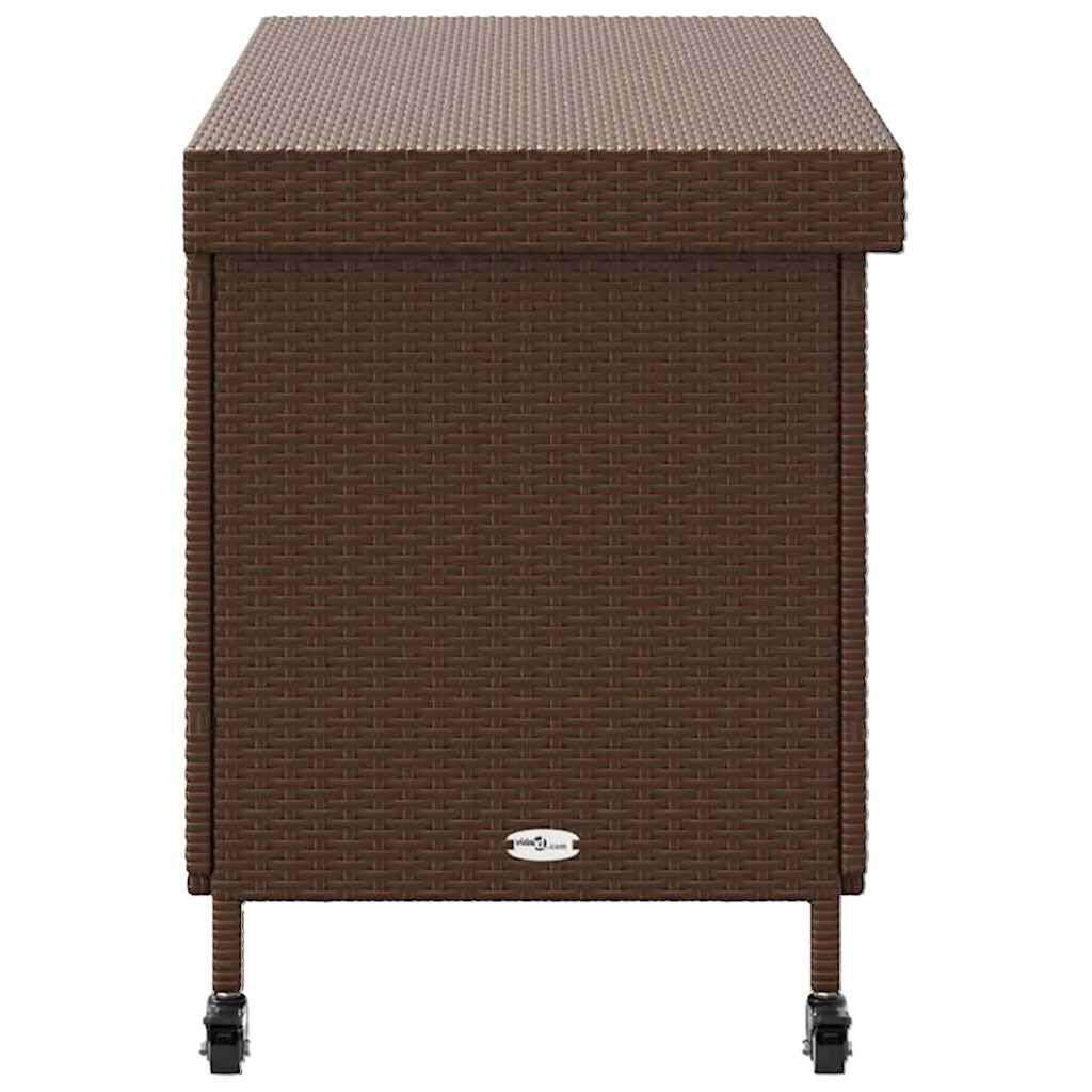 vidaXL Κουτί Αποθήκευσης Κήπου με Ρόδες 110x55x73 εκ. Συνθετικό Ρατάν