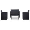 vidaXL Σαλόνι Κήπου 4 Τεμαχίων Μαύρο από Συνθετικό Ρατάν με Μαξιλάρια