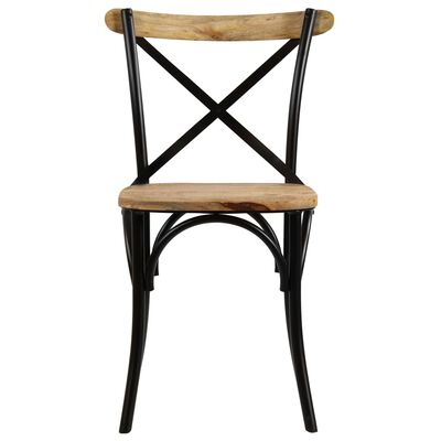 vidaXL Καρέκλες με Χιαστί Πλάτη 2 τεμ. Μαύρες από Μασίφ Ξύλο Μάνγκο