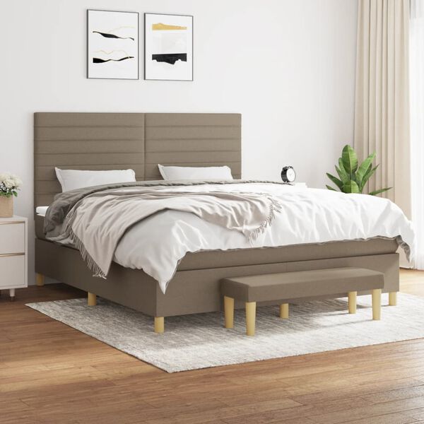 vidaXL &Kappa;&rho;&epsilon;&beta;ά&tau;&iota; Boxspring &mu;&epsilon; &Sigma;&tau;&rho;ώ&mu;&alpha; Taupe 160x200 &epsilon;&kappa;. &Upsilon;&phi;&alpha;&sigma;&mu;ά&tau;&iota;&nu;&omicron;