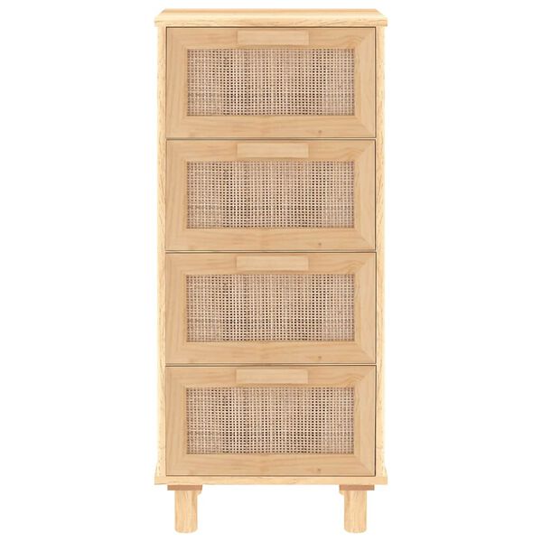 vidaXL Συρταριέρα Καφέ 40 x 30 x 90 εκ. Μασίφ Πεύκο & Φυσικό Ρατάν
