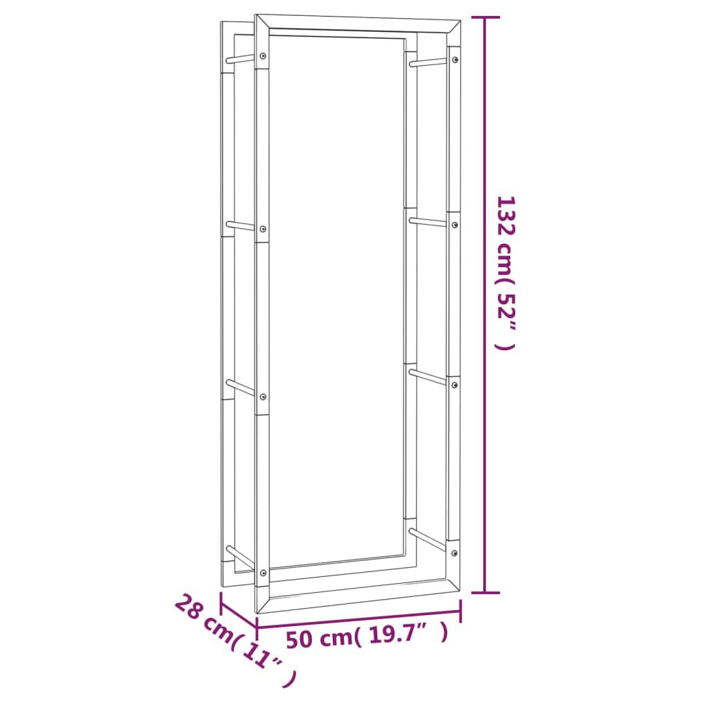 vidaXL Ραφιέρα Καυσόξυλων Ματ Μαύρο 50x28x132 εκ. Ατσάλι