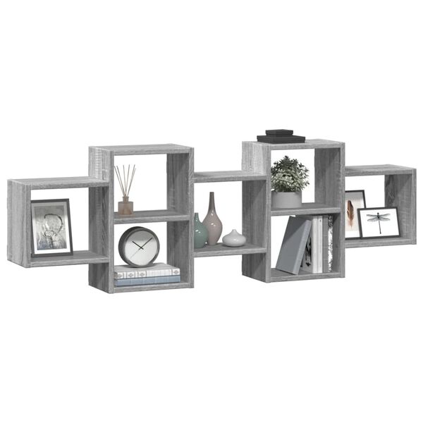 vidaXL Ραφιέρα Τοίχου Γκρι Sonoma 129x18x42 εκ. Επεξεργασμένο Ξύλο