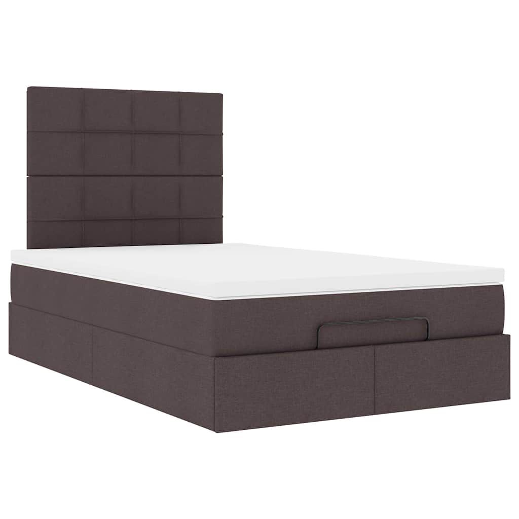 vidaXL Ottoman Κρεβάτι με Στρώμα Σκούρο Καφέ 120x200cm Ύφασμα